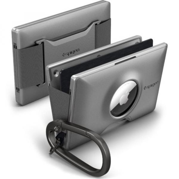Portfel RFID na karty, etui Spigen Wallet S Card Holder + KeyRing do Apple AirTag, szare