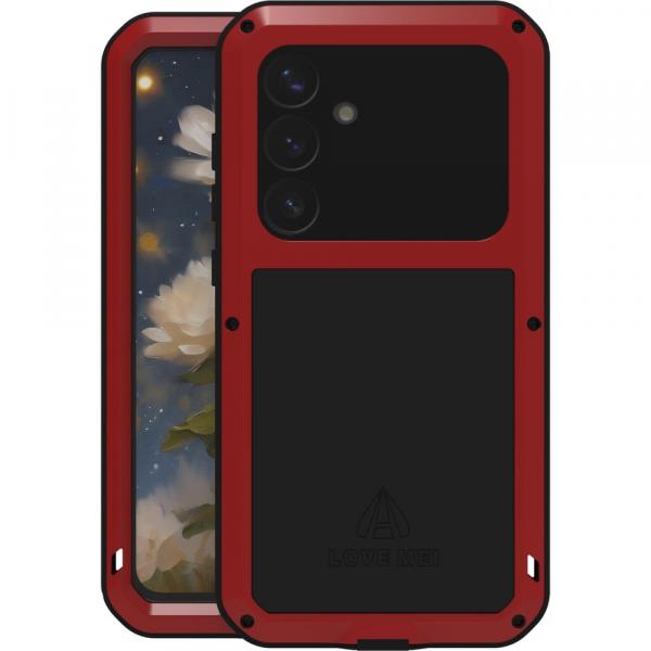 Etui pancerne + szkło LOVE MEI Powerful do Galaxy S25 Plus, czerwone