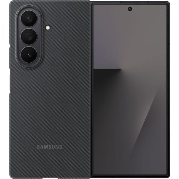 Etui aramidowe + 2x folia antyrefleksyjna na przedni ekran Samsung Carbon Shield Case do Galaxy Z Fold7, czarne