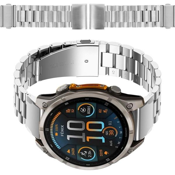 Pasek ze stali nierdzewnej do smartwatcha, Bizon Strap Watch Aura, QuickFit 22 mm, srebrny