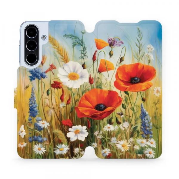 Etui z klapką do Galaxy A56 5G, Mobiwear Book, łąkowe kwiaty