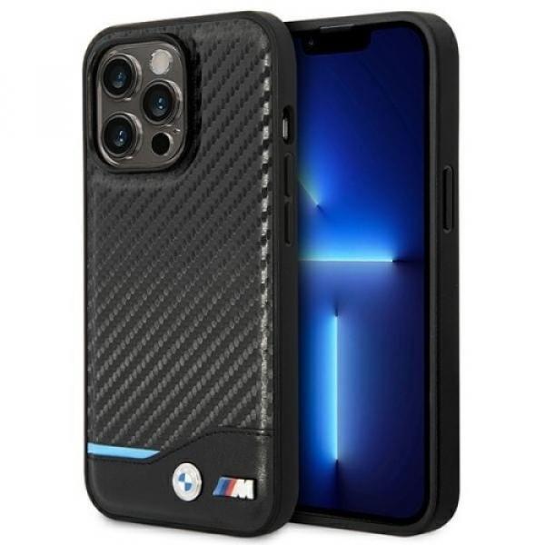 Etui BMW M Collection Leather Carbon do iPhone 14 Pro, czarne