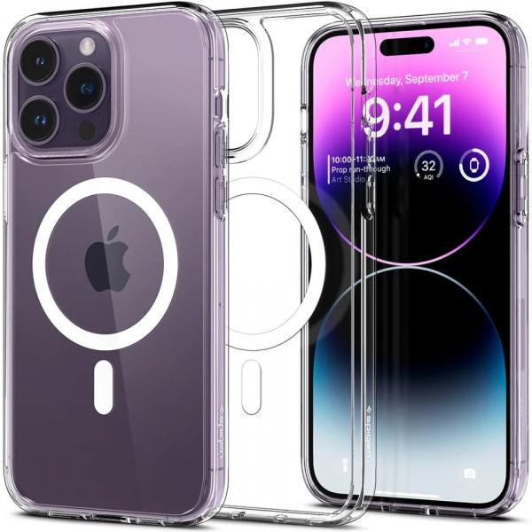 Etui Spigen Ultra Hybrid Mag z MagSafe do iPhone 14 Pro, przezroczysto-białe