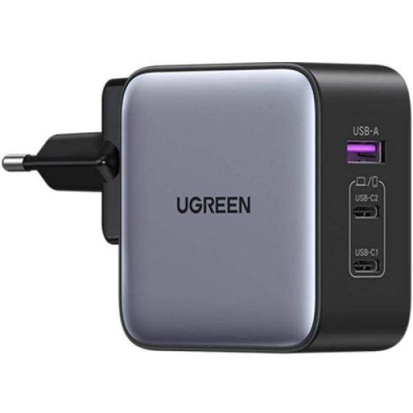 Ładowarka sieciowa Ugreen Nexode CD296 GaN 65W, 2x USB-C, 1x USB-A, QC, PD, PPS, czarna