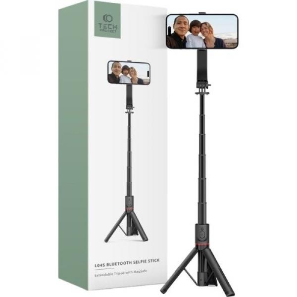 Uchwyt, kijek, statyw Tech-Protect L04S MagSafe Wireless Selfie Stick Tripod Bluetooth, czarny