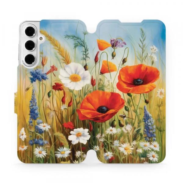 Etui z klapką do Galaxy A16 5G, Mobiwear Book, łąkowe kwiaty