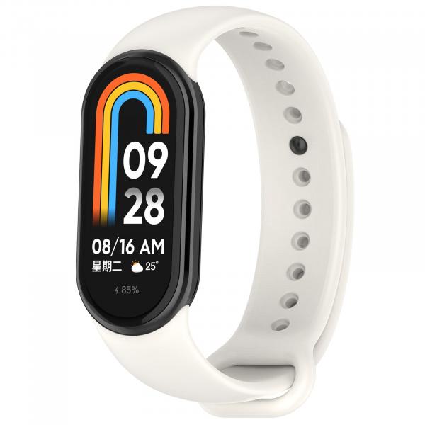 Silikonowy pasek Bizon Strap Watch Dots do Xiaomi Smart Band 10 / 9 / 9 NFC / 8, biały