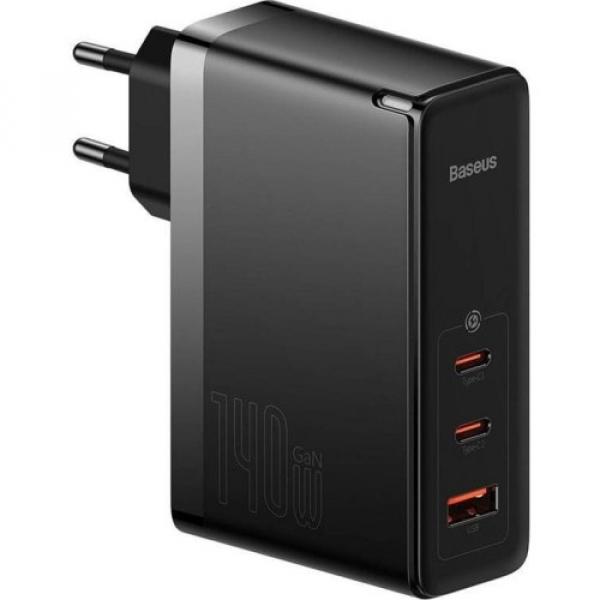 Ładowarka sieciowa Baseus GaN5 Pro 2xUSB-C, USB-A 140W + kabel USB-C, czarna