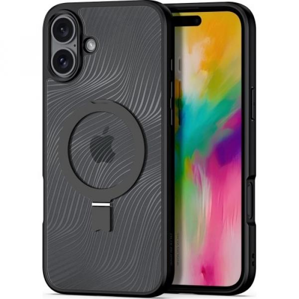 Etui Dux Ducis Aimo Mag Magnetic Stand do iPhone 16 Plus, czarno-przezroczyste