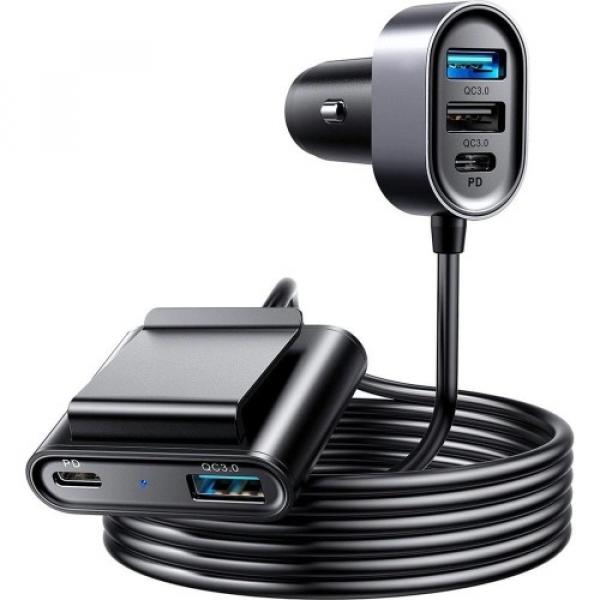 Ładowarka samochodowa 5w1 Joyroom JR-CL05 78W, 3x USB-A QC, 2x USB-C PD, 1,5m, czarna