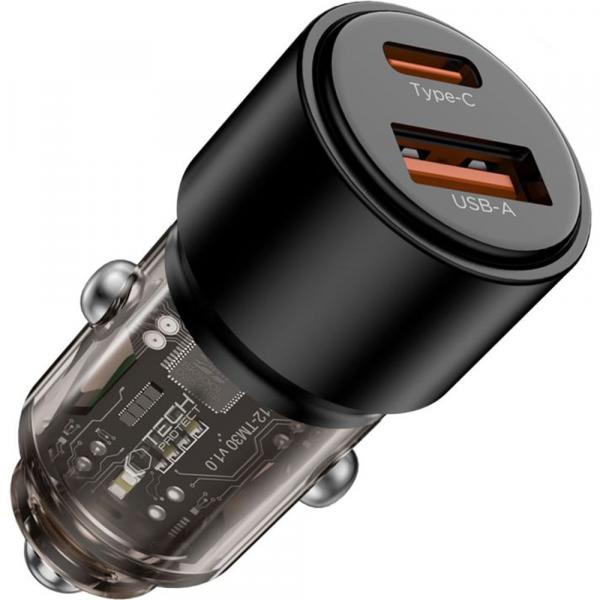 Ładowarka samochodowa Tech-Protect CC03, QC 3.0, PD 95W, 1x USB-A / 1x USB-C, czarna