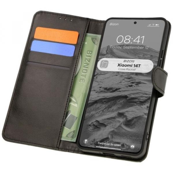 Etui z klapką Bizon Case Pocket do Xiaomi 14T, czarne