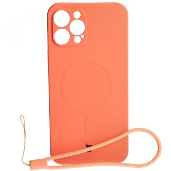 Etui silikonowe z pierścieniem magnetycznym Bizon Case Silicone Magnetic do iPhone 13 Pro Max, marchewkowe