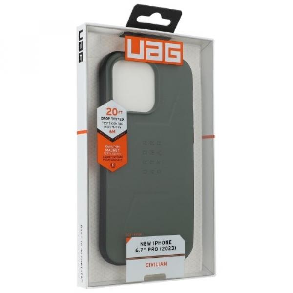 Etui pancerne Urban Armor Gear Civilian MagSafe do iPhone 15 Pro Max, oliwkowe