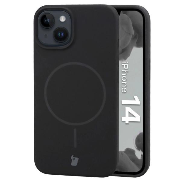 Silikonowe etui z pierścieniem magnetycznym Bizon Soft Case Magnetic do iPhone 14, czarne