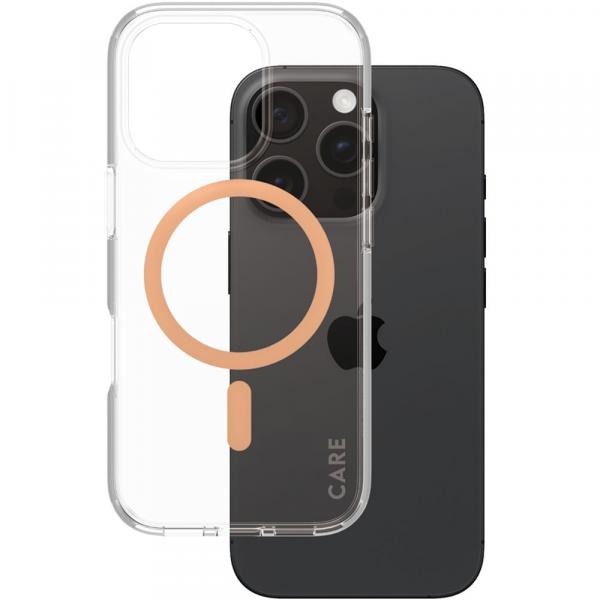 OUTLET: Etui CARE by PanzerGlass Urban Combat Case do MagSafe do iPhone 16 Pro, przezroczysto-brzoskwiniowe