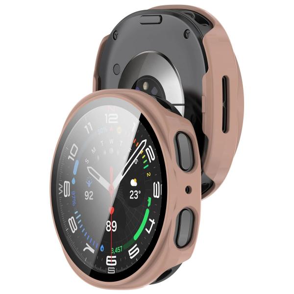 Etui ze szkłem do zegarka Bizon Case+Glass Watch do Galaxy Watch 8 44 mm, różowe