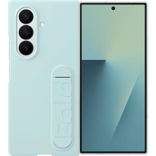 Etui z podstawką + 2x folia antyrefleksyjna na przedni ekran Samsung Silicone Case do Galaxy Z Fold7, miętowe