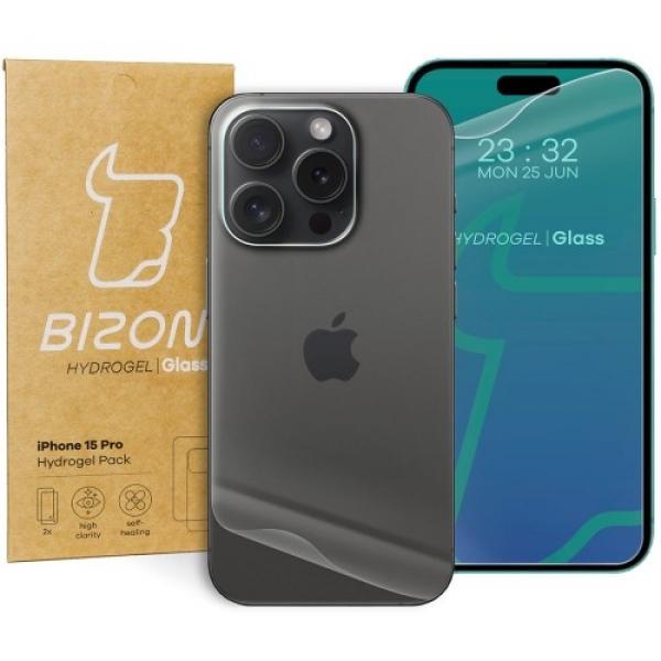 Folia hydrożelowa na tył i przód Bizon Glass Hydrogel Pack do iPhone 15 Pro