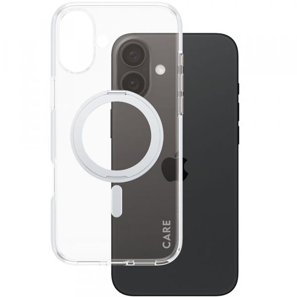 OUTLET: Etui CARE by PanzerGlass Kickstand Case do MagSafe do iPhone 16 Plus, przezroczysto-srebrne