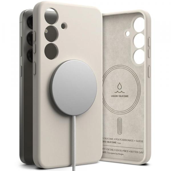 Etui Ringke Silicone Magnetic do MagSafe do Galaxy S25, beżowe