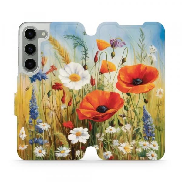 Etui z klapką do Galaxy S23, Mobiwear Book, łąkowe kwiaty
