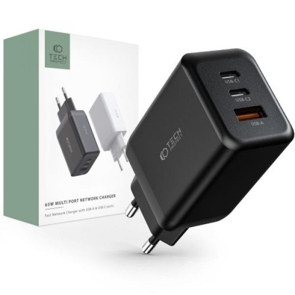 Ładowarka sieciowa Tech-Protect C65W 3-PORT Network 65W USB-C, PD, czarna