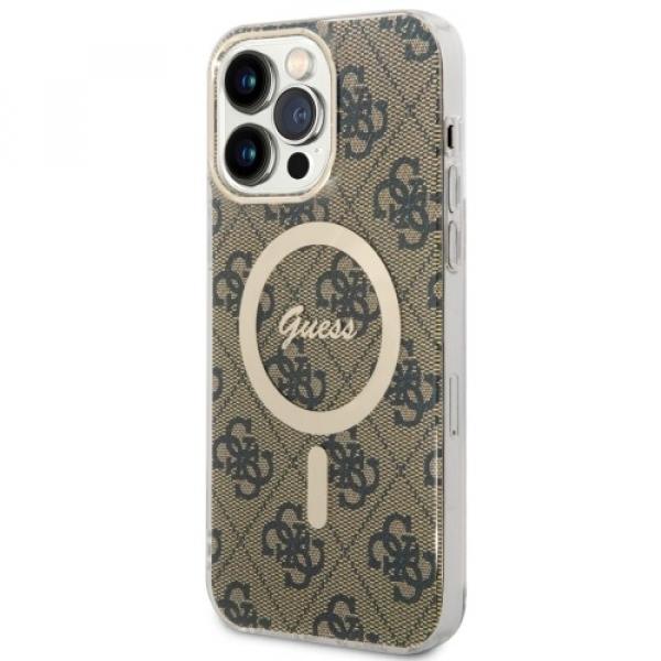 Etui Guess Hardcase 4G MagSafe do iPhone 14 Pro Max, brązowe
