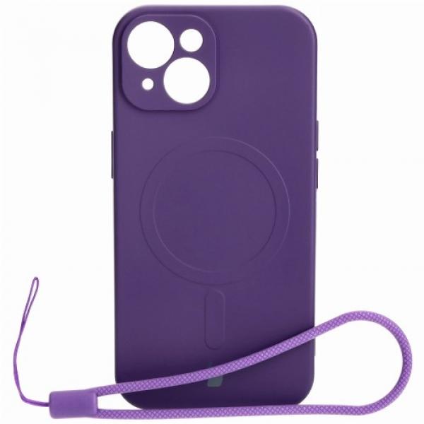 Etui silikonowe z pierścieniem magnetycznym Bizon Case Silicone Magnetic do iPhone 15, śliwkowe