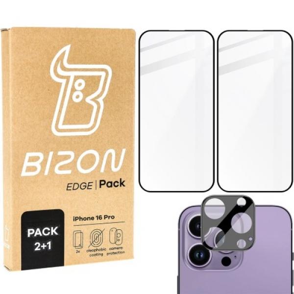 2x Szkło + szybka na aparat Bizon Edge 2 Pack do iPhone 16 Pro