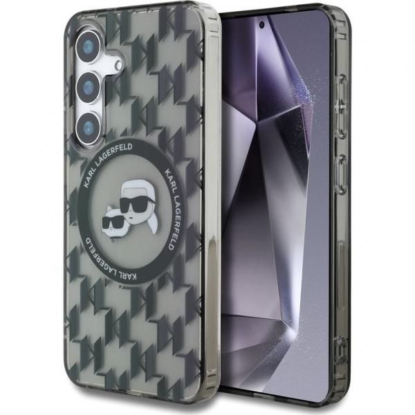Etui Karl Lagerfeld Button K&Ch Heads on KL MagSafe do Galaxy S25, przydymione wzorzyste