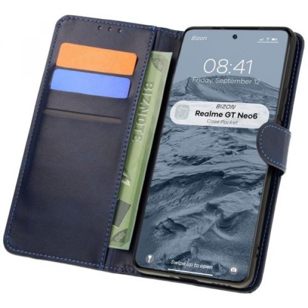 Etui z klapką Bizon Case Pocket do Realme GT 6 / 6T / Neo 6 / Neo 6 SE, granatowe