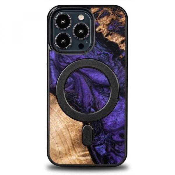 Drewniane etui do iPhone 13 Pro, Bewood Unique Violet do MagSafe