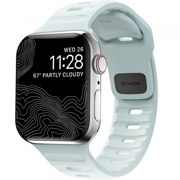 Pasek Nomad Sport Strap Apple Watch 49/46/45/44 mm, biały, świecący w ciemności na niebiesko