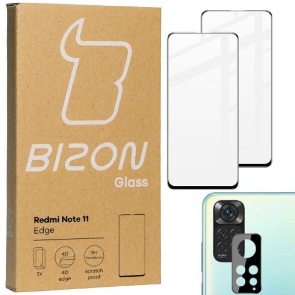 Szkło hartowane Bizon Glass Edge - 2 sztuki + ochrona na obiektyw, Redmi Note 11