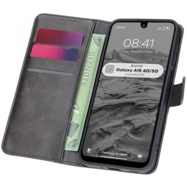 Etui z klapką Bizon Case Pocket do Galaxy A16 4G/5G, czarne