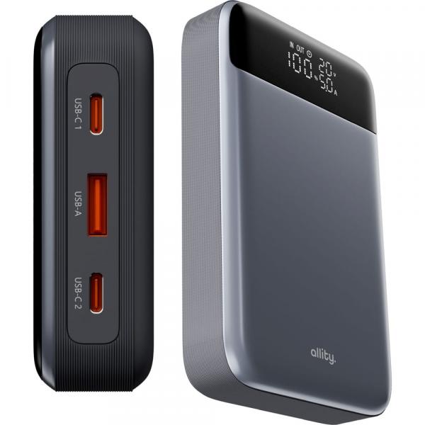 Powerbank Allity APB-200 2x USB-C PD / 1x USB-A QC 130W 19200 mAh, szary