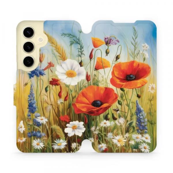 Etui z klapką do Galaxy S24, Mobiwear Book, łąkowe kwiaty