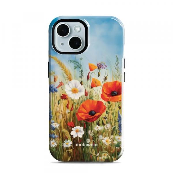 Etui ochronne do iPhone 15, Mobiwear Elite Pro, łąkowe kwiaty