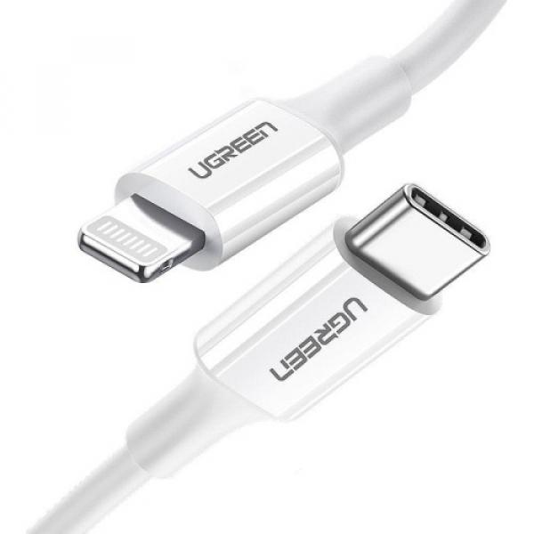 Kabel Ugreen USB-C do Lightning MFi 20W, 3A, 0,25 m, biały