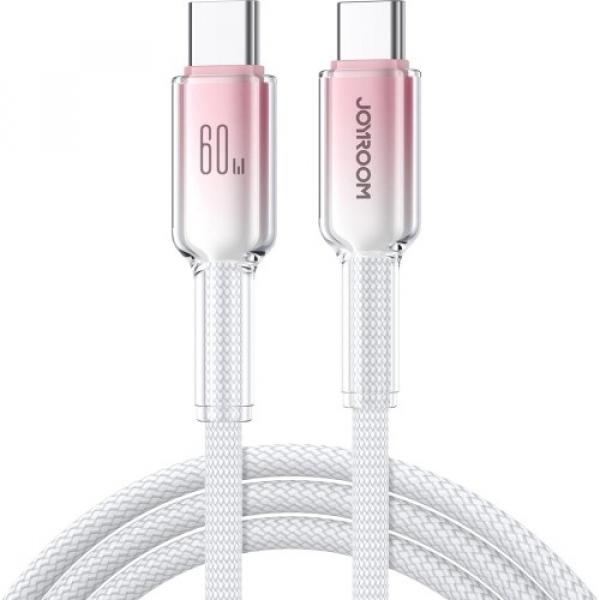 Kabel do ładowania / transmisji danych Joyroom Crystal-Clear Series USB-C do USB-C, 60W PD, 1.2m, biały