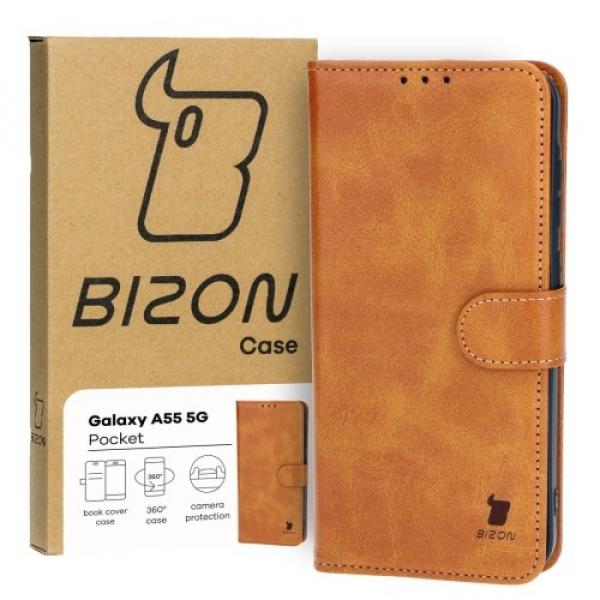 Etui z klapką Bizon Case Pocket do Galaxy A55 5G, brązowe