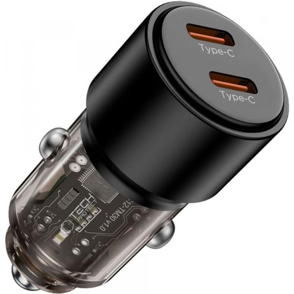 Ładowarka samochodowa Tech-Protect CC03, PD 100W, 2x USB-C, czarna