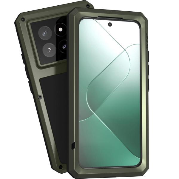 OUTLET: Etui pancerne + szkło LOVE MEI Powerful do Xiaomi 14, zielone