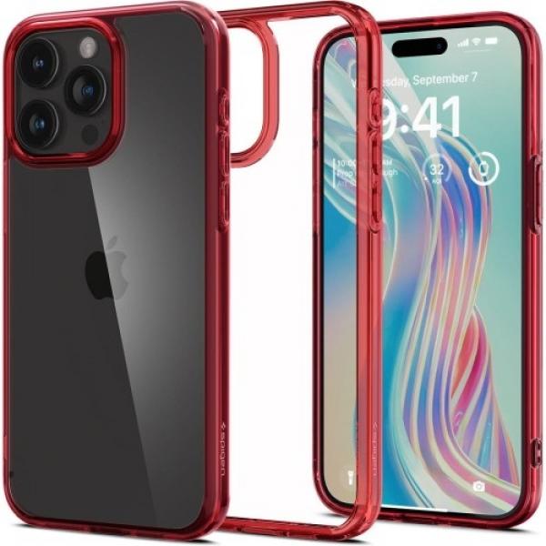 Etui Spigen Ultra Hybrid do iPhone 15 Pro, przezroczysto-czerwone