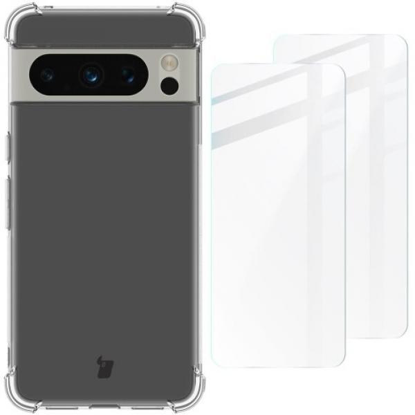 Etui + 2x szkło Bizon Case Clear Pack do Google Pixel 8 Pro, przezroczyste