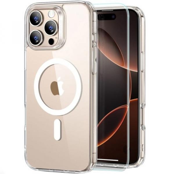 Etui + szkło hartowane ESR Classic Hybrid Halolock do iPhone 16 Pro Max do MagSafe, przezroczysto-białe