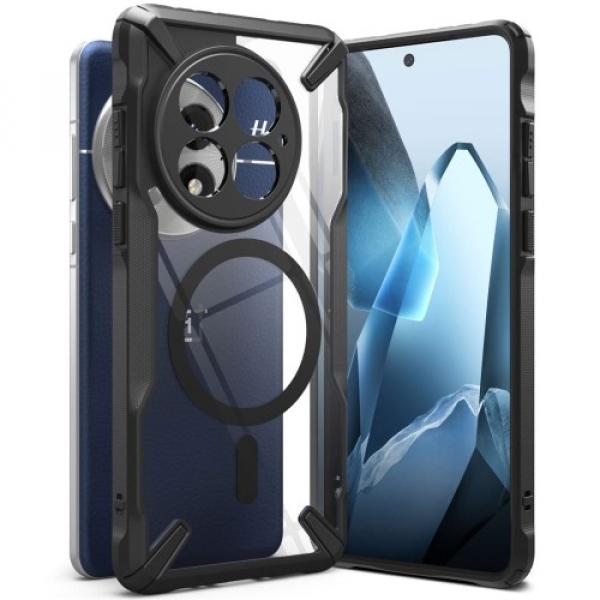 Etui Ringke Fusion X Magnetic do OnePlus 13, przezroczyste z czarną ramką