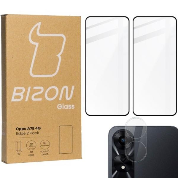 2x Szkło + szybka na aparat BIZON Edge 2 Pack do Oppo A78 4G