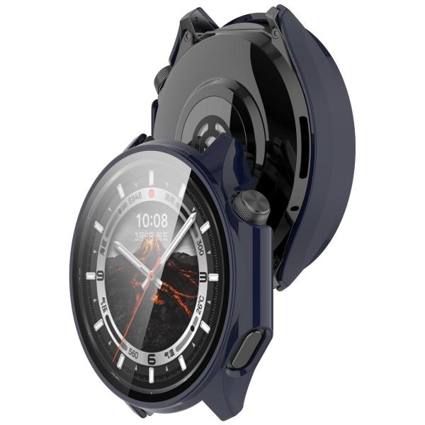 Etui ze szkłem do zegarka Bizon Case+Glass Watch do OnePlus Watch 3 / Oppo Watch X2, niebieskie